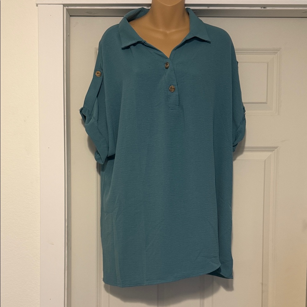 Liz & Lilli Elegant Teal Button-Down Women's Shirt